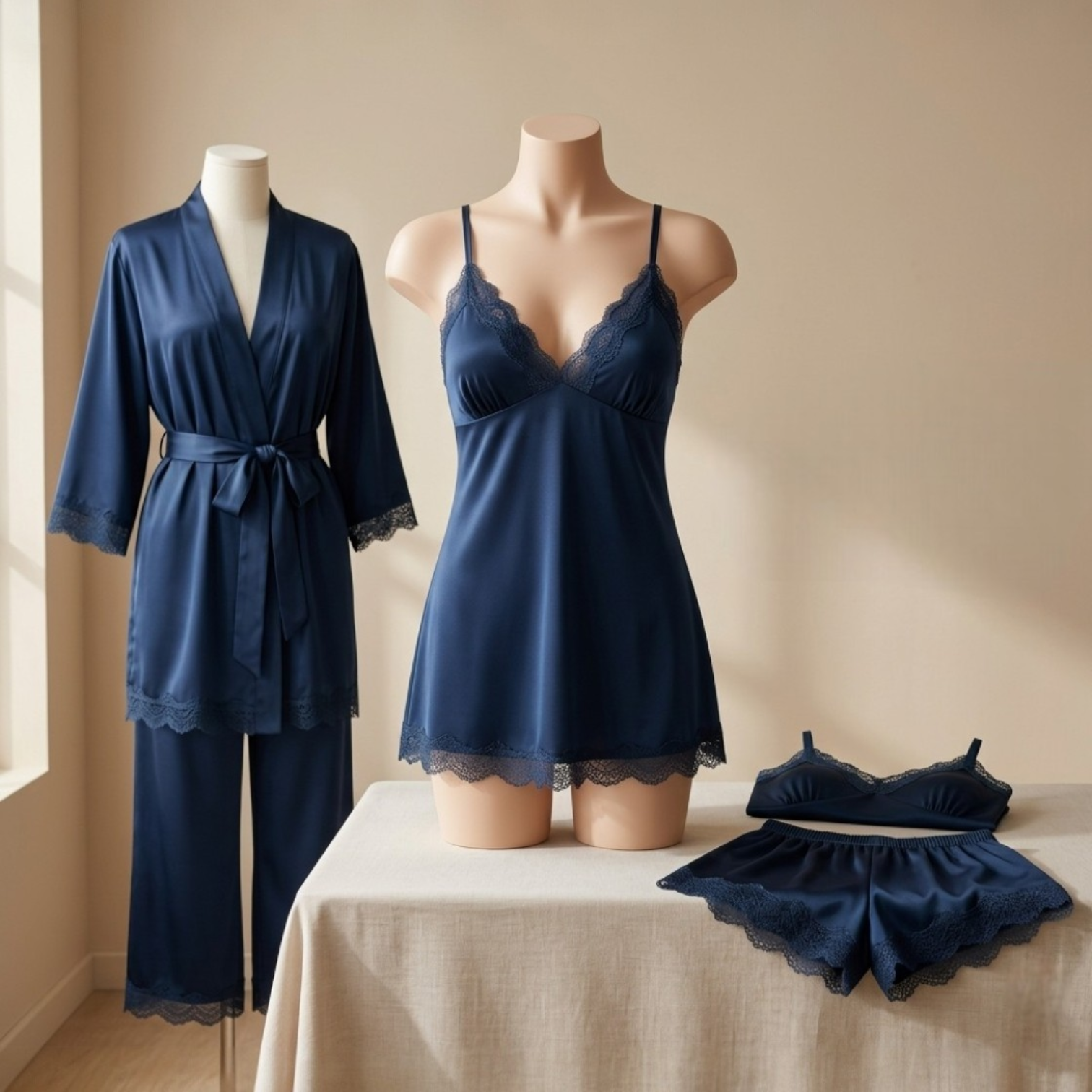 Luxury 5 Piece Women’s Nighty & Loungewear Set – Complete Sleepwear Collection