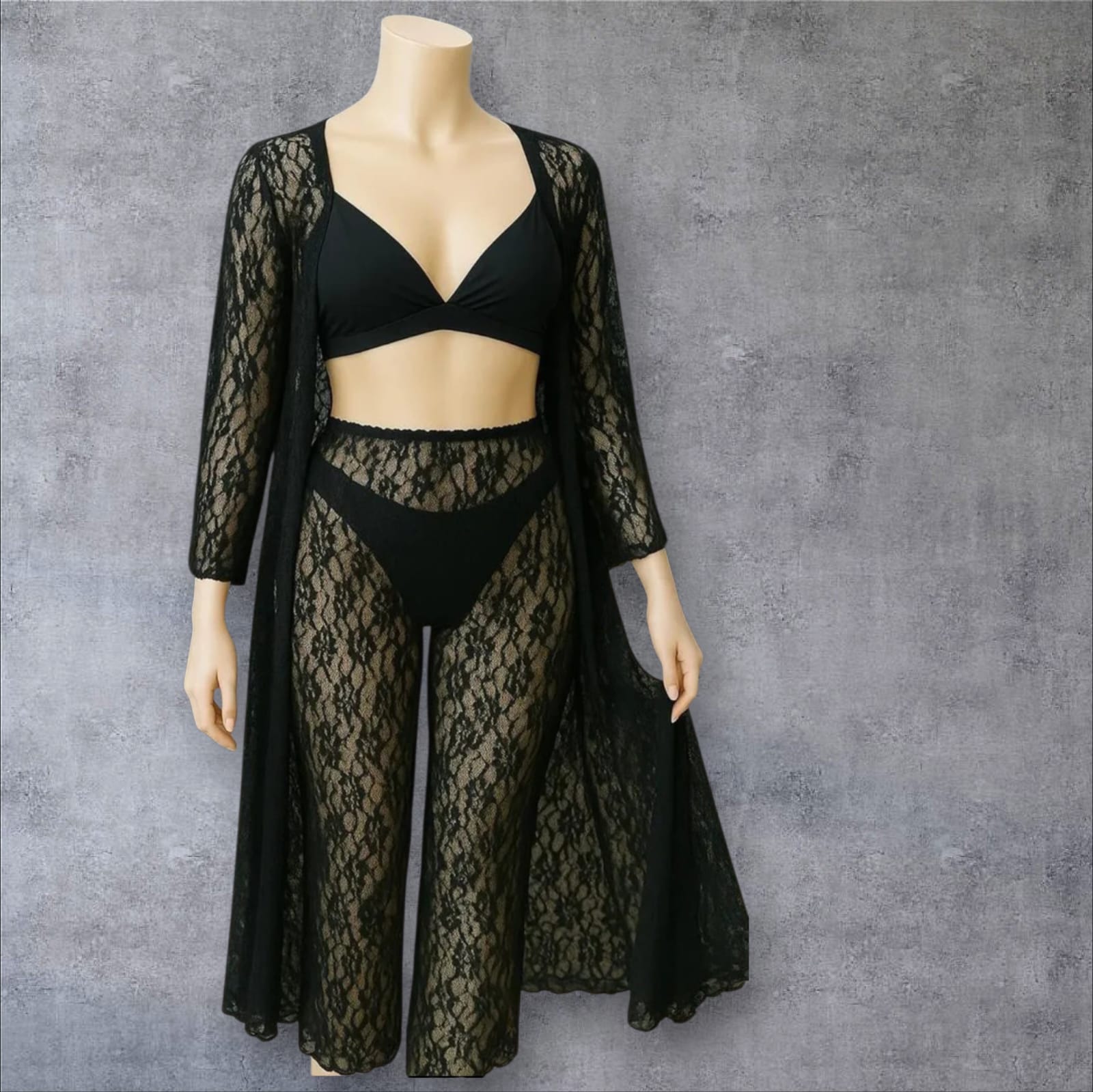 Sheer Lace 4-Piece Nightwear Set – Elegant, Sensual & Comfortable Sleepwear