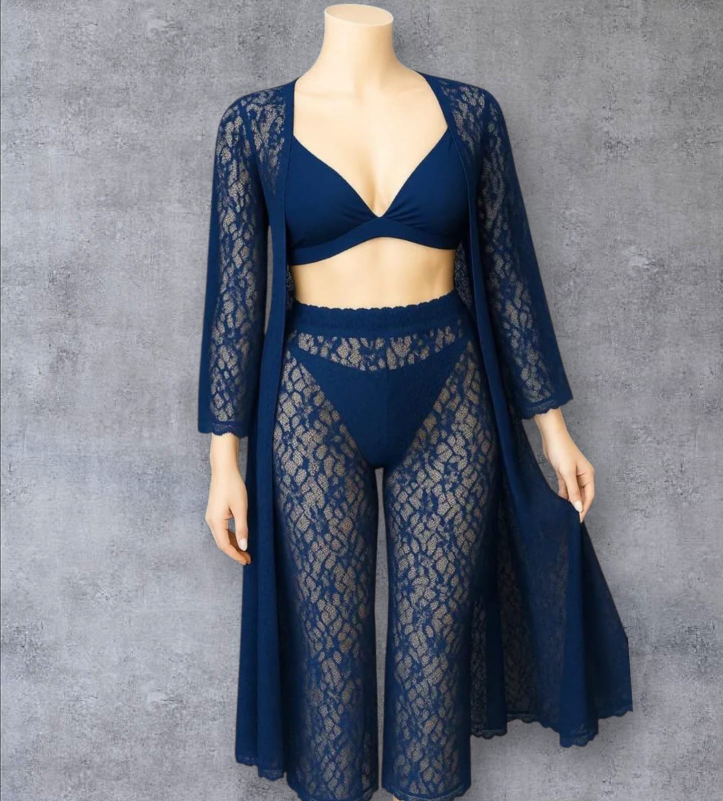 Sheer Lace 4-Piece Nightwear Set – Elegant, Sensual & Comfortable Sleepwear